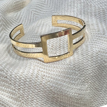 Load image into Gallery viewer, Geo Stripe Bombshell Cuff in Recycled Brass