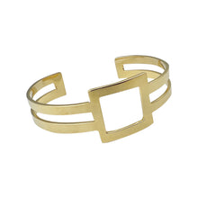 Load image into Gallery viewer, Geo Stripe Bombshell Cuff in Recycled Brass