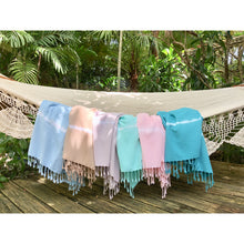 Load image into Gallery viewer, Teal Tie Dye Turkish Beach Towel