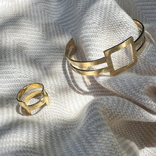Load image into Gallery viewer, Geo Stripe Bombshell Cuff in Recycled Brass
