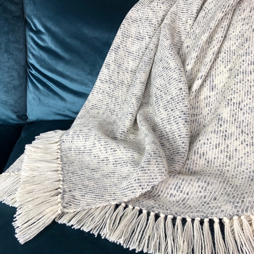 Handmade Heathered Gray Alpaca Throw