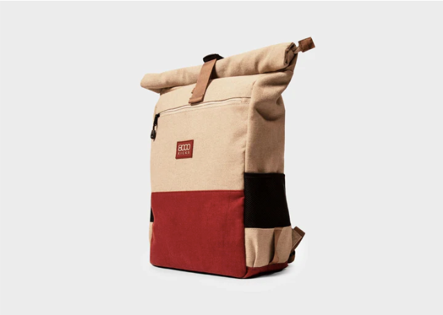 Waterproof Everyday Hemp Backpack, Red & Beige