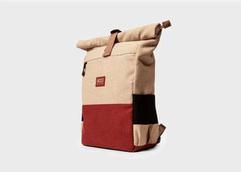 Waterproof Everyday Hemp Backpack, Red & Beige