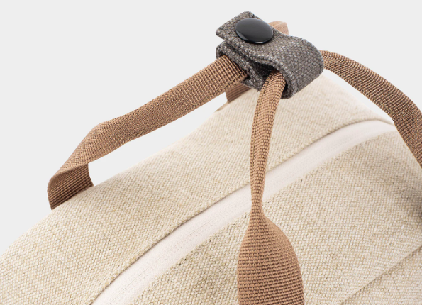 Small Waterproof Everyday Hemp Backpack, Beige & Green